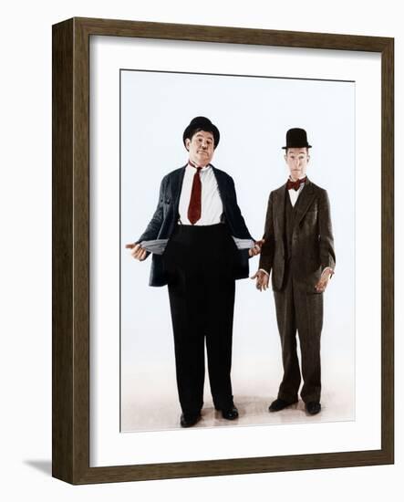 Oliver Hardy, Stan Laurel, ca. 1930s-null-Framed Photo