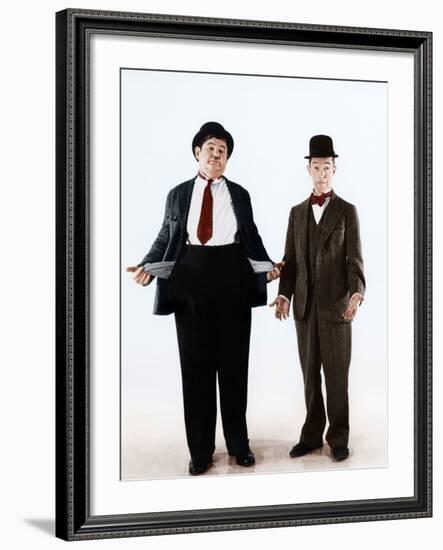 Oliver Hardy, Stan Laurel, ca. 1930s-null-Framed Photo