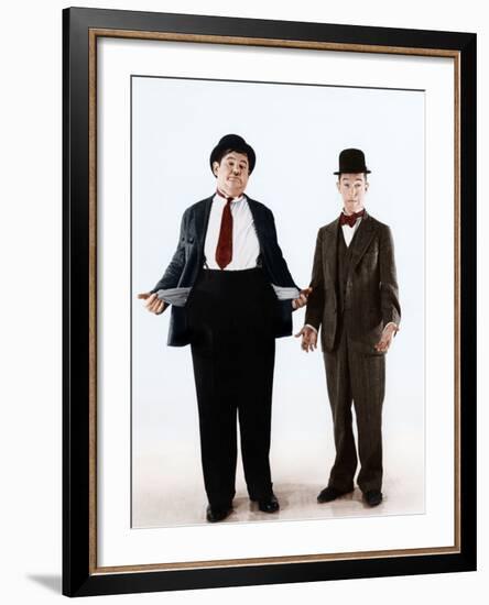 Oliver Hardy, Stan Laurel, ca. 1930s-null-Framed Photo