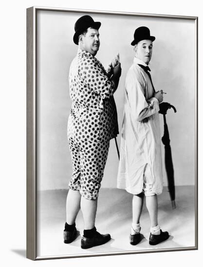 Oliver Hardy, Stan Laurel, Hal Roach Publicity Shot, Early 1930S-null-Framed Photo