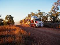 Roadtrain Hurtles Through Outback, Cape York Peninsula, Queensland, Australia-Oliver Strewe-Mounted Photographic Print