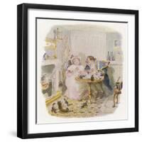 Oliver Twist: Mr. Bumble and Mrs Corney Taking Tea-George Cruikshank-Framed Art Print