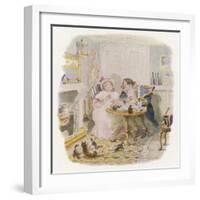 Oliver Twist: Mr. Bumble and Mrs Corney Taking Tea-George Cruikshank-Framed Art Print