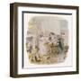 Oliver Twist: Mr. Bumble and Mrs Corney Taking Tea-George Cruikshank-Framed Art Print