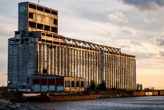 Derelict Grain Elevator on Industrial Pier at Sunset-oliverjw-Stretched Canvas