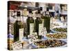 Olives and Olive Oil on Sale at a Market, Provence-Alpes-Cote-D'Azur, France-Ruth Tomlinson-Stretched Canvas