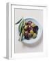 Olives and Olive Sprig on Plate-Eising Studio - Food Photo and Video-Framed Photographic Print