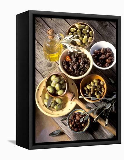 Olives in Bowls-Martina Urban-Framed Stretched Canvas