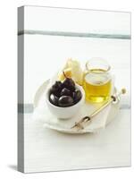 Olives, Olive Oil and White Bread-null-Stretched Canvas