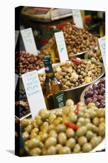 Olives Stall, Shuk Hacarmel (Carmel Market), Tel Aviv, Israel, Middle East-Yadid Levy-Stretched Canvas