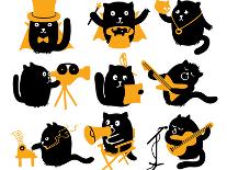 Set of Black Cats. Creative Professions-oliycka-Art Print