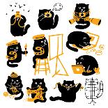 Set of Black Cats. Creative Professions-oliycka-Art Print