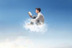 Young Man Reads Sitting On A Cloud-olly2-Art Print