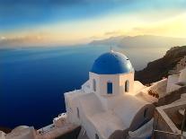 Panorama over a Church on Santorini Island-Ollyy-Photographic Print