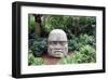 Olmec Head in a Forest-null-Framed Art Print