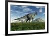 Olorotitan Duckbill Dinosaurs Grazing-null-Framed Art Print