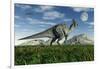 Olorotitan Duckbill Dinosaurs Grazing-null-Framed Art Print