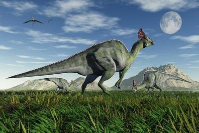 'Olorotitan Duckbill Dinosaurs Grazing' Print | AllPosters.com