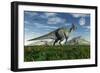 Olorotitan Duckbill Dinosaurs Grazing-null-Framed Art Print