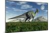 Olorotitan Duckbill Dinosaurs Grazing-null-Mounted Art Print