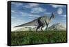 Olorotitan Duckbill Dinosaurs Grazing-null-Framed Stretched Canvas