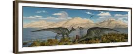 Olorotitan Duckbilled Dinosaurs Grazing-null-Framed Premium Giclee Print
