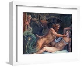 Olympia is Seduced by Jupiter, Whose Thunderbolt is Seized by an Eagle-Giulio Romano-Framed Giclee Print
