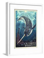 Olympia, Washington - Narwhal-Lantern Press-Framed Art Print