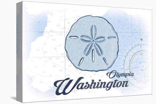 Olympia, Washington - Sand Dollar - Blue - Coastal Icon-Lantern Press-Stretched Canvas