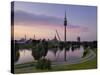 Olympiapark and Olympiaturm at Dusk, Munich, Bavaria, Germany, Europe-Gary Cook-Stretched Canvas