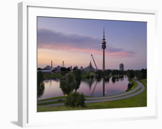 Olympiapark and Olympiaturm at Dusk, Munich, Bavaria, Germany, Europe-Gary Cook-Framed Photographic Print