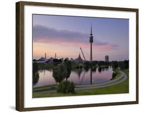 Olympiapark and Olympiaturm at Dusk, Munich, Bavaria, Germany, Europe-Gary Cook-Framed Photographic Print