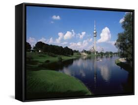 Olympiapark (Olympic Park) and the Olympiaturm (Olympic Tower), Munich, Bavaria, Germany-Yadid Levy-Framed Stretched Canvas