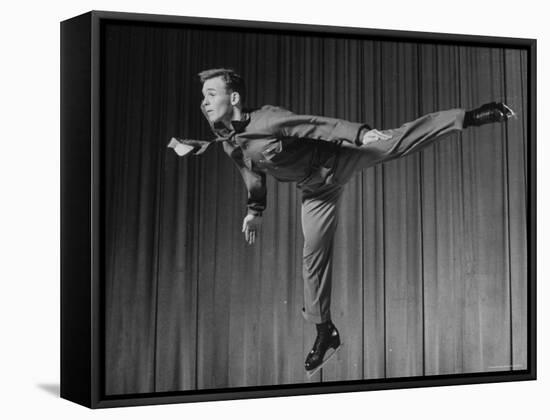 Olympic Figure Skating Champion Dick Button Skating-Gjon Mili-Framed Stretched Canvas