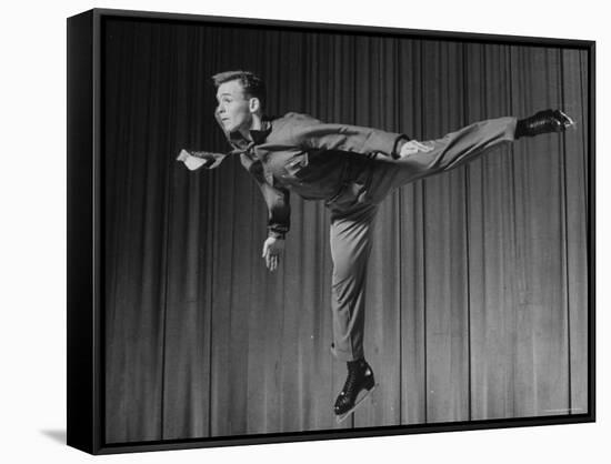 Olympic Figure Skating Champion Dick Button Skating-Gjon Mili-Framed Stretched Canvas