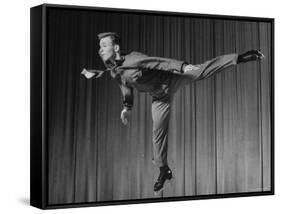 Olympic Figure Skating Champion Dick Button Skating-Gjon Mili-Framed Stretched Canvas