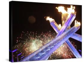 Olympic Flame Burns after the Opening Ceremony of the Vancouver 2010 Olympics-null-Stretched Canvas