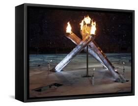 Olympic Flame During the Opening Ceremony for the Vancouver 2010 Olympics-null-Framed Stretched Canvas