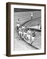 Olympic Games 1952 : Emil Zatopek in the Lead During 5000 M. Race July 25, 1952-null-Framed Photo