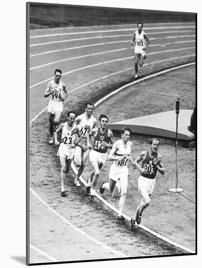 Olympic Games 1952 : Emil Zatopek in the Lead During 5000 M. Race July 25, 1952-null-Mounted Photo