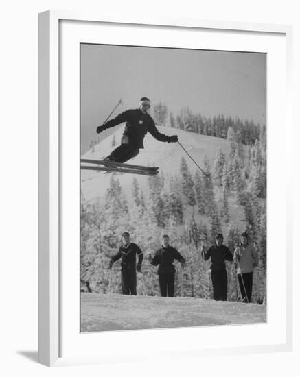 Olympic Hopeful, Bud Werner, Jumping Slope, at Sun Valley Training Camp-null-Framed Premium Photographic Print