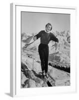 Olympic Hopeful, Jill Kinmont, Leaning Forward on Ski Pole, at Sun Valley Training Camp-null-Framed Premium Photographic Print