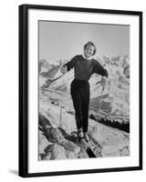 Olympic Hopeful, Jill Kinmont, Leaning Forward on Ski Pole, at Sun Valley Training Camp-null-Framed Premium Photographic Print