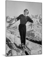 Olympic Hopeful, Jill Kinmont, Leaning Forward on Ski Pole, at Sun Valley Training Camp-null-Mounted Premium Photographic Print