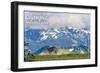 Olympic National Park - Deer and Hurricane Ridge-Lantern Press-Framed Art Print