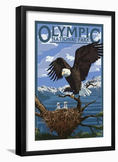 Olympic National Park - Eagle and Chicks-Lantern Press-Framed Art Print