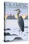 Olympic National Park - Heron and Fog Shorline-Lantern Press-Stretched Canvas