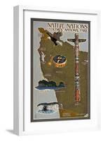 Olympic National Park - Map of Native Tribes-Lantern Press-Framed Art Print