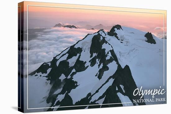 Olympic National Park - Mount Olympus at Sunrise-Lantern Press-Stretched Canvas