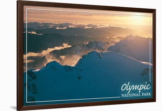 Olympic National Park - Mount Olympus at Sunset-Lantern Press-Framed Art Print